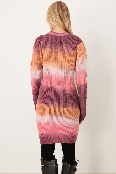 armonika Women's Dusty Rose Crew Neck Colorful Knitwear Dress Arm-26K136029