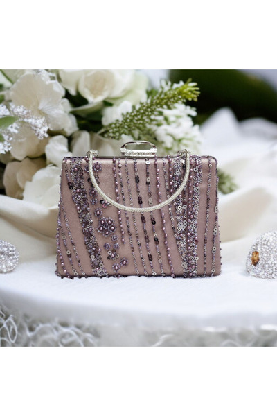 Telli Art Pembe ve Mor Işıltılı Gece Çantası – Zarif ve Modern Tasarım