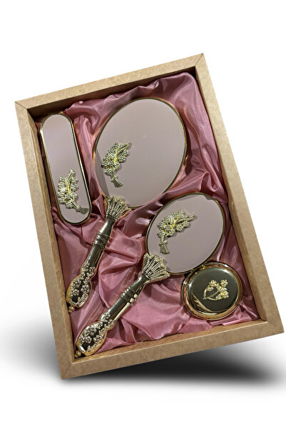 Muensu Σετ καθρέφτη νύφης με κίτρινα φύλλα, σετ χτένας και βούρτσας μαλλιών, ...