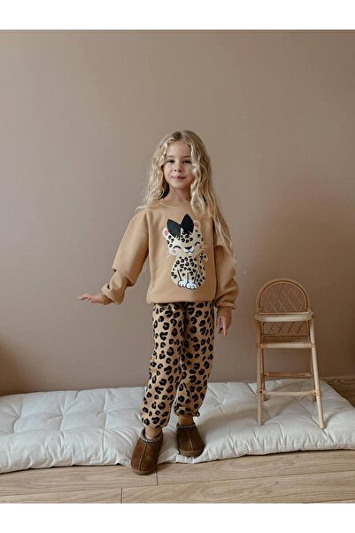 MİLAYS LİFE HOME COLLECTİON Girl's 3-Thread 100% Cotton Thick Combed Cotton Colorful Winter Tracksuit Set