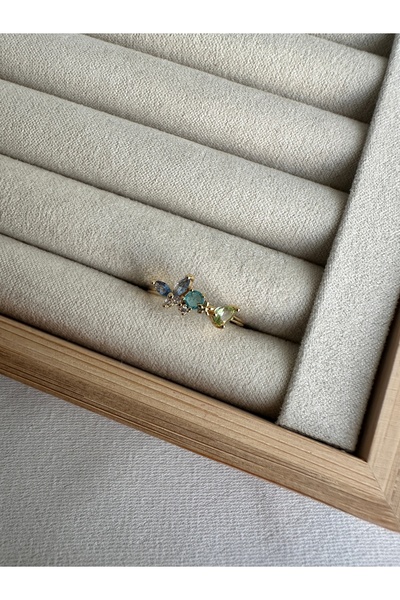 ringbox Gold Blue Butterfly Ring
