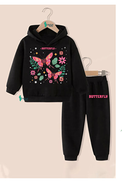 CACTUS COLLECTION Sweatshirt cu glugă pentru copii set superior-inferior 3 fire Bumbac FLUTURE