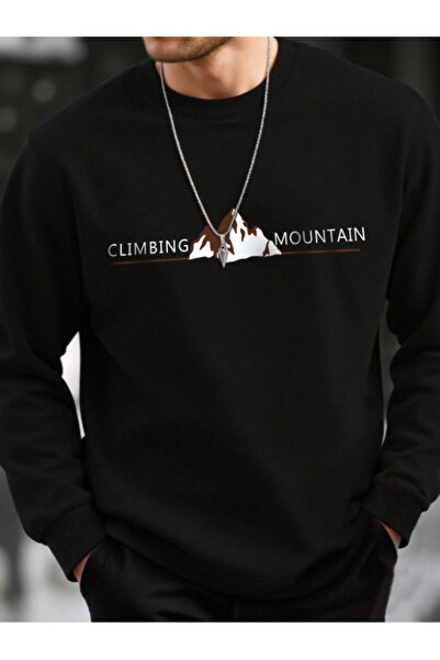 Revasser Unisex Kadın/Erkek CLIMBING Detaylı Özel Baskılı Renkli Oversize Bis...