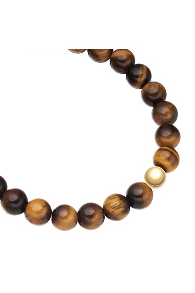 True Rebels Edelstahlarmband Armband Edelstahl gelbgold Tigerauge braun