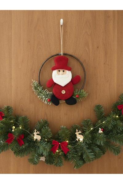 Parti Adresi Yılbaşı Kapı Süsü Keçe Noel Baba Figürlü Asılabilir Dekoratif Süs 16 cm