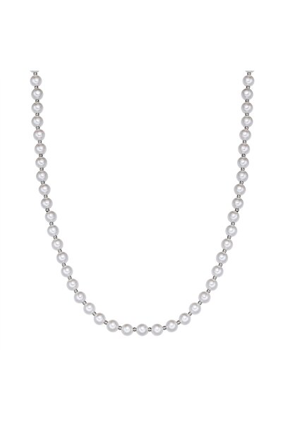 True Rebels Edelstahlhalskette Kette Edelstahl Muschelkernperle weiß