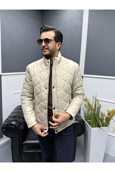 Avni Ceylan Men's Quilted Coat with Stitching Detail