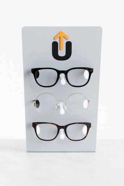UPEKA 3-Piece Plexiglass Modern Store Office Home Desktop Glasses Stand Gray Color 35cm