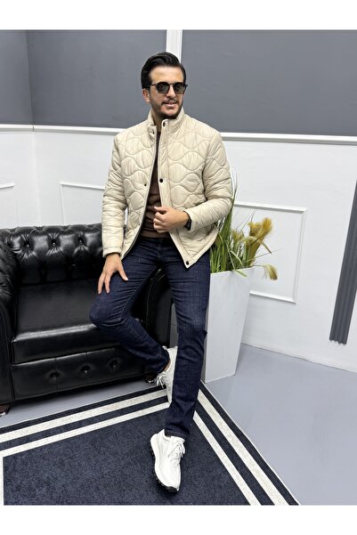 Avni Ceylan Men's Quilted Coat with Stitching Detail