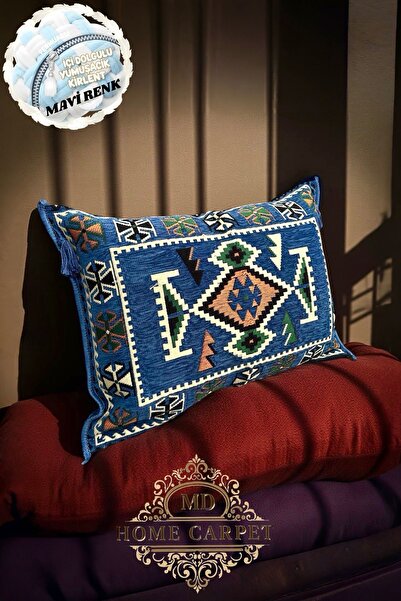 mdhomecarpet Ориенталски ъглов килим с мотиви, декоративна надуваема възглавн...