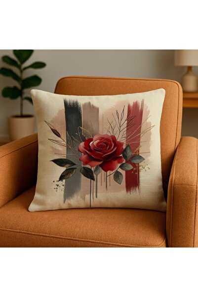 MİNOZA Κάλυμμα μαξιλαριού διπλής όψης με ψηφιακή εκτύπωση με σχέδιο τριαντάφυ...