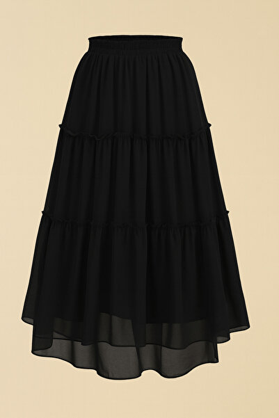 Misue Handmade Chiffon Layered Long Skirt – Lined, Elastic, Flowy Style, Comfortable Skirt, for Casual and Stylish Outfits