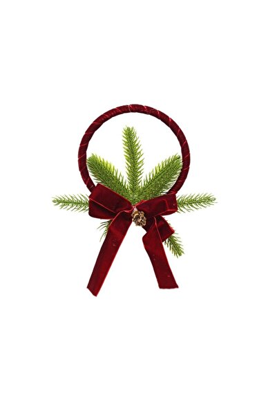 Parti Adresi Christmas Door Ornament Decorative Door Wreath with Velvet Ribbon 26 cm