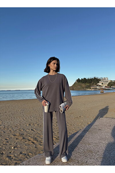 MİA NOURA Women's Suit with Striped Tirl Tiril Fabric