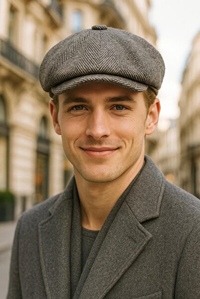 BALIENTE Pălărie pentru bărbați din cașmir cu model gri