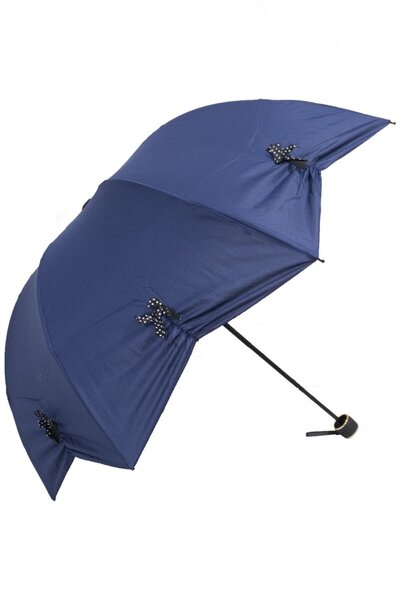 Herşey Nota Lacivert Fiyonklu Kadın Şemsiye