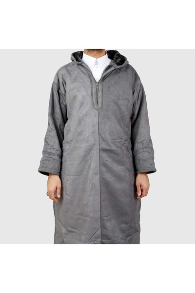 Generic Moroccan winter dress lined with fur, gray color