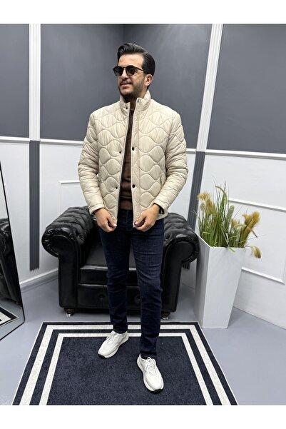 Avni Ceylan Men's Quilted Coat with Stitching Detail