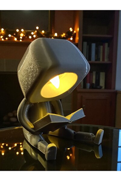 Mescolare Kitap Okuyan Figür Tealight Pilli Mumluk-Dekoratif Hediye Fikri 3D