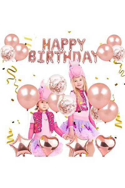 Generic A set of 40 rose gold balloon decorations for birthday parties.