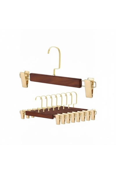 Faravis Atelier Ceviz Renk Ahşap Pantolon Ve Etek Askısı Amerikan Kancalı 10 ...