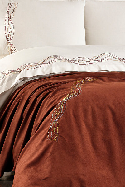 Serebien Home Collection Marbelle 100% Cotton Marble Pattern Embroidered, Pique Bedspread Covered 7-Piece Double Duvet Cover Set