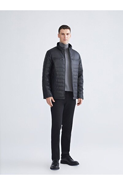 LC Waikiki LCWAIKIKI Classic Standard Fit Stand Collar Men's Leather Look Coat