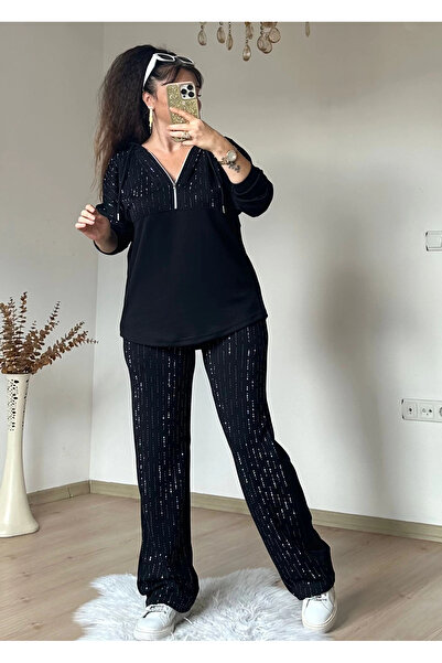 AZRA BUTİK Kapusunlu Stone Set Black