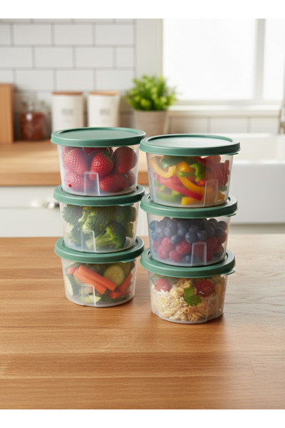 Vienev 6 Pieces 650 ml Round Multi-Purpose Storage Container Set Green