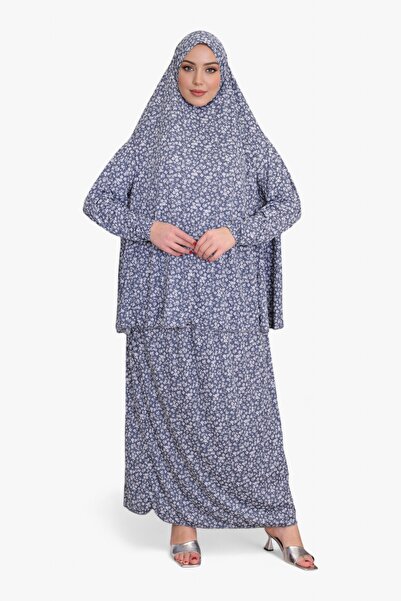 DAKKA KADİMA Namaz Elbisesi Jarse Desanli Two Piece Blue