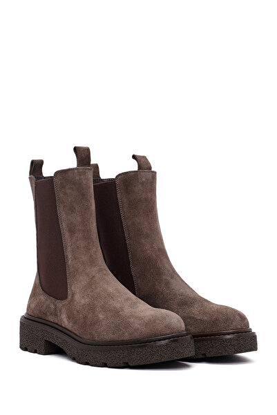 Derimod Kadın Vizon Kalın Tabanlı Süet Deri Chelsea Bot 25WFD511610