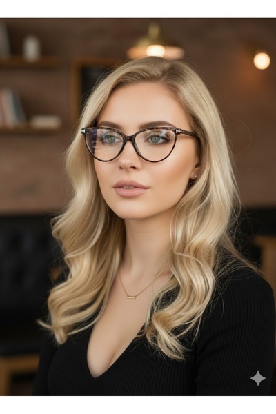 BluePepper Tom Forte Blue Light Protection Cateye Cat Model Slanted Glasses |   Numbered Glass Compatible and Stylish Design