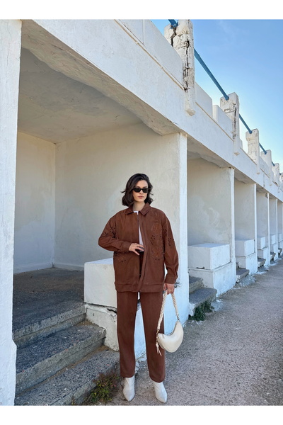 MİA NOURA Women's Front and Sleeves Embroidered with Beads Suitable for Suitablefor Suit