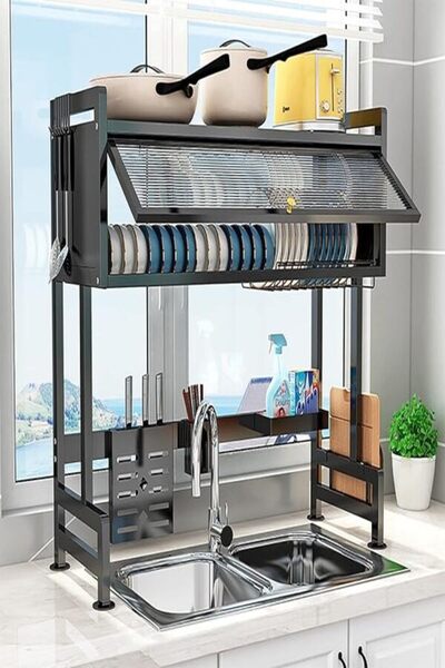 Twinkle Mart Over Sink Dish Drying Rack, Carbon Steel Kitchen Organiser, 85 x...