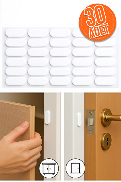 TEK 30'lu Yapışkanlı Beyaz Eva Dolap Çekmece Kapağı Ses Stoperi Tamponu Koruy...