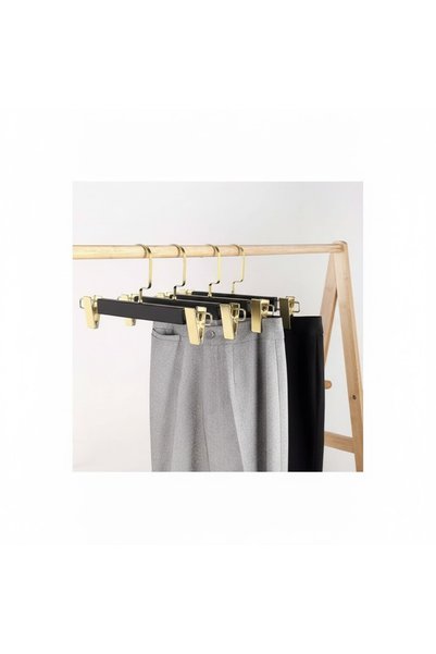 Faravis Atelier Black Wooden Trouser and Skirt Hanger with American Hook 10 Pieces Special Series