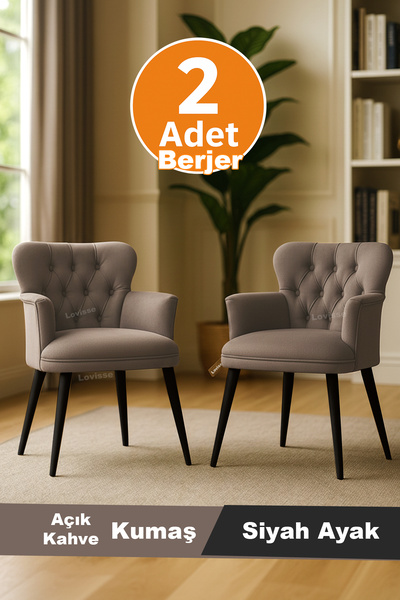 LOVİSSE HOME 2 adet Diva Berjer Tekli Koltuk – Ofis / Salon / Balkon – Bekleme koltuğu, Cafe , Çay seti