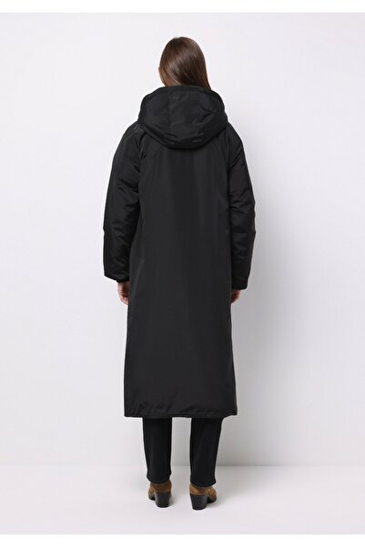 Colin's Regular Fit Hooded Zippered Lined Waterproof Women's Black Coat