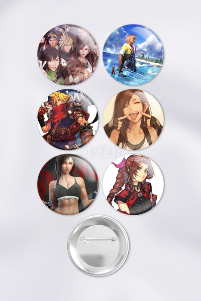 ZipZap مجموعة شارات زينة لحقيبة ألعاب الفيديو فاينل فانتسي تيفا لوكهارت (6 قطع)