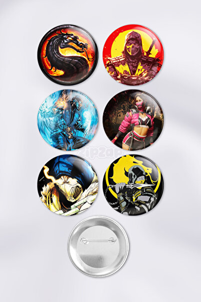 ZipZap مجموعة شارات زينة لألعاب الفيديو مورتال كومبات (6 قطع)