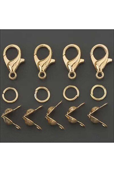 yiğit aksesuar 200 Adet Gold Papağan Klips Düğüm Kapama ve 4 mm Halka Takı Yapım malzemeleri