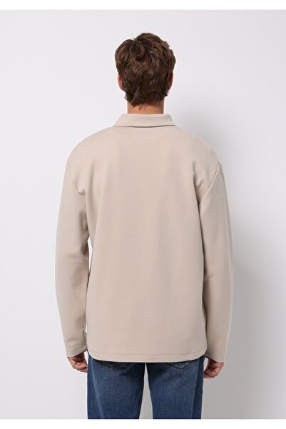 Colin's Comfort Fit Polo Neck Plain Men's Beige Long Sleeve T-Shirt