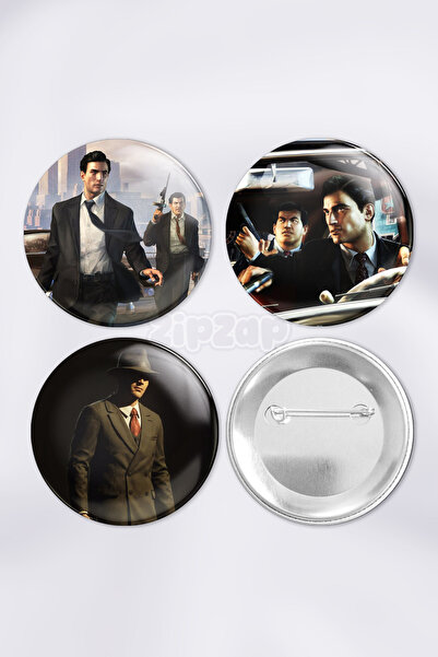 ZipZap Set de insignă cu buton cu ace pentru jocuri video Mafia (3 bucăți)