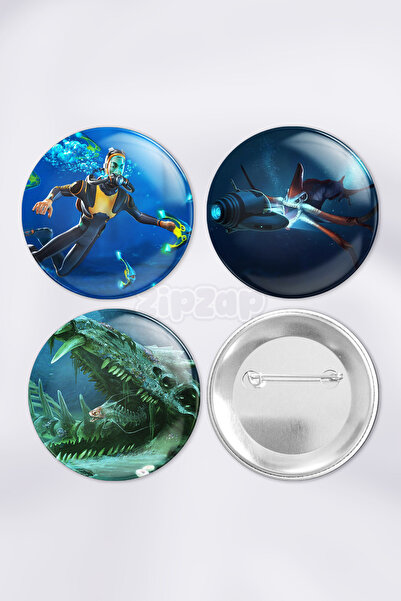 ZipZap Set de insignă cu buton pentru jocul video Subnautica (3 bucăți)