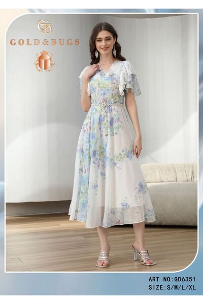 JAWAN one فستان مشجر ميد بحزام