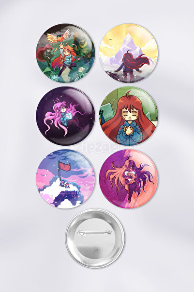 ZipZap Celeste Video Game Bag Ornament Pin Button Badge Set (6 Pcs)