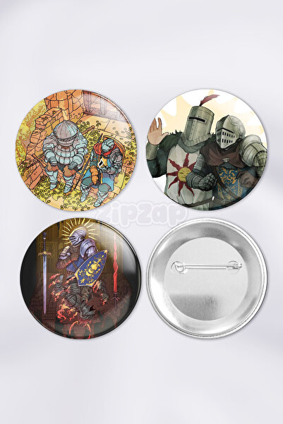 ZipZap Dark Souls 3 2 1 Set de insignă cu buton pentru jocuri video (3 bucăți)