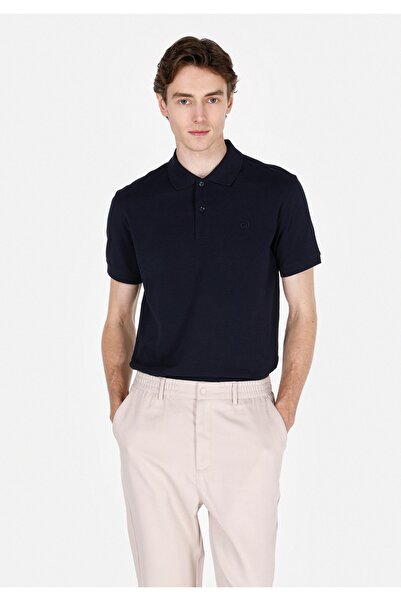 Colin's Regular Fit Polo Neck Plain Men's Navy Blue Short Sleeve T-Shirt
