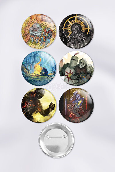 ZipZap مجموعة شارات دائرية للعبة فيديو دارك سولز 3 2 1 (6 قطع)