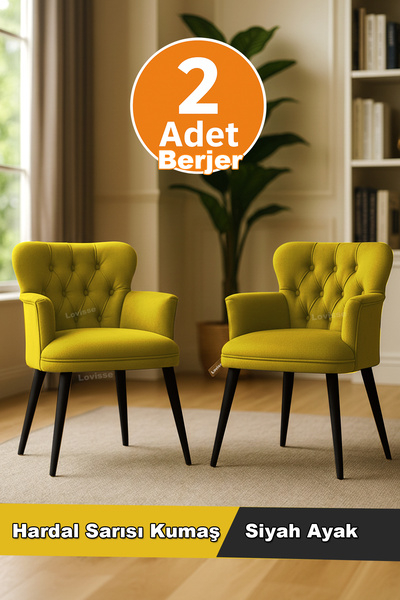 LOVİSSE HOME 2 adet Diva Berjer Tekli Koltuk – Ofis / Salon / Balkon – Beklem...